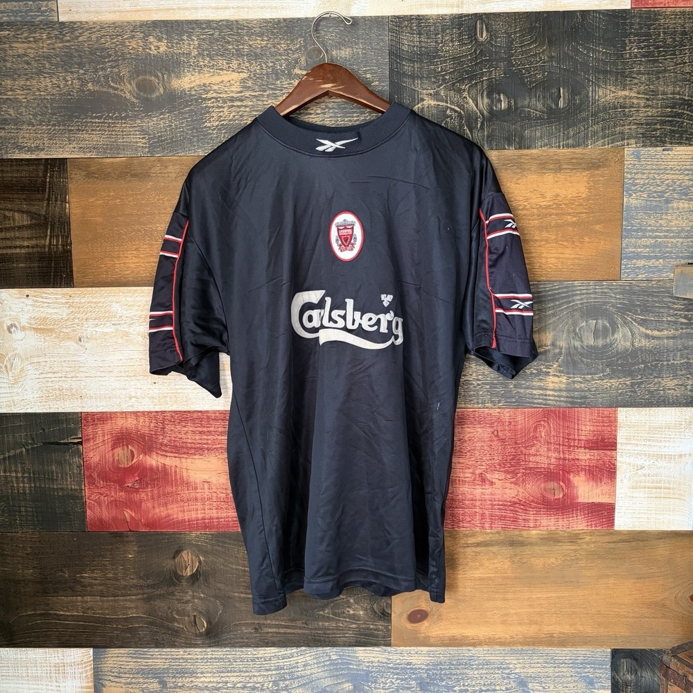 Reebok 1997 1998 Liverpool Jersey Training Kit Shirt Medium Black Mens